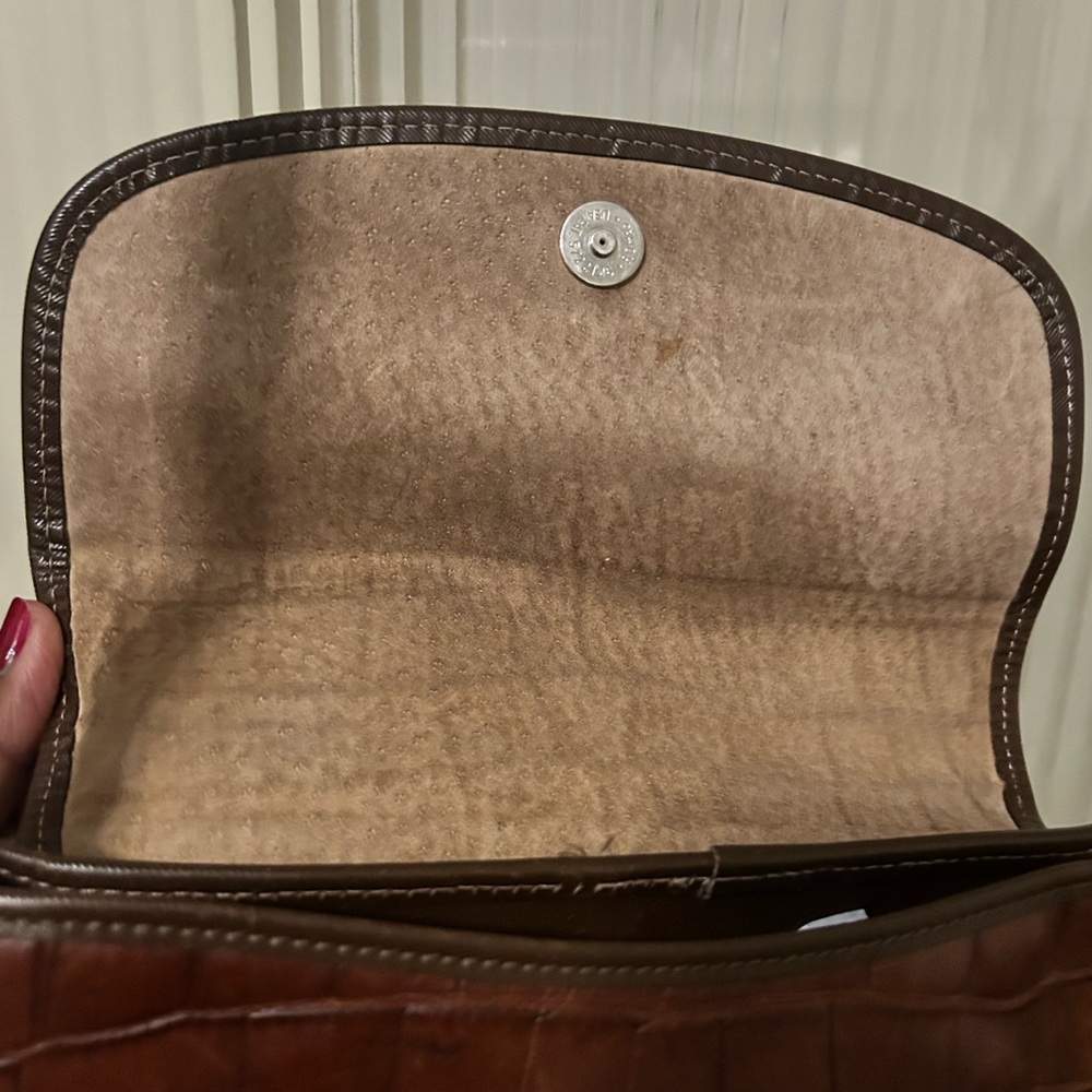 Dooney & Bourke Brown Crocodile-Embossed Messenger Bag - Picture 3 of 10